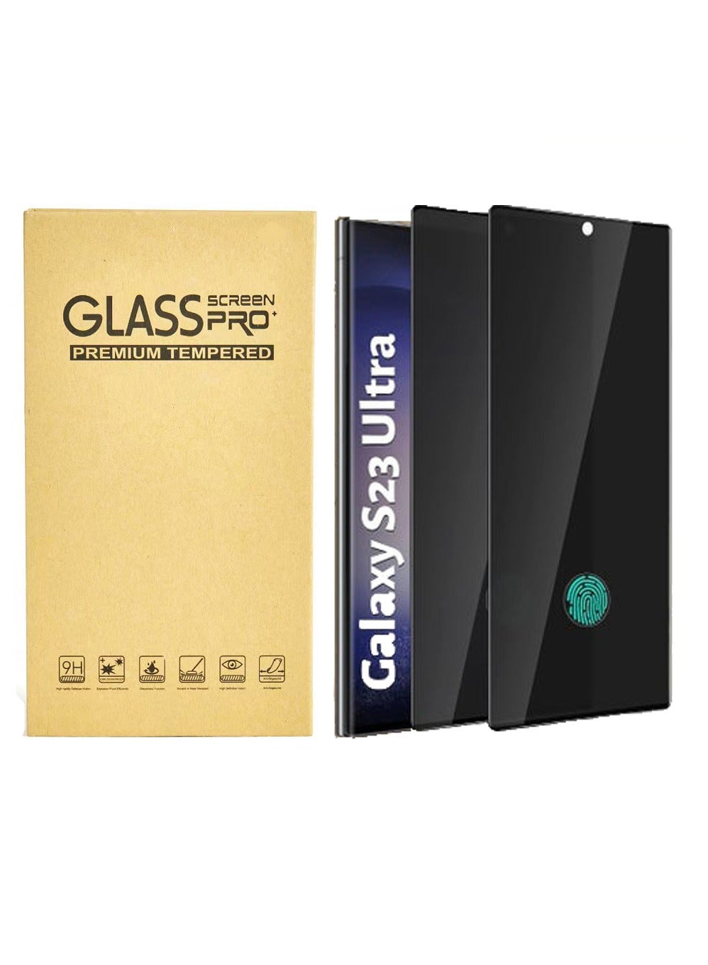 QIRG 2 Pack Samsung Galaxy S23 Ultra Privacy Screen Protector,Support Fingerprint Unlock Screen Protector for Samsung Galaxy S23 Ultra,High hardness Tempered Glass Film,Anti-Scratch Case Friendly