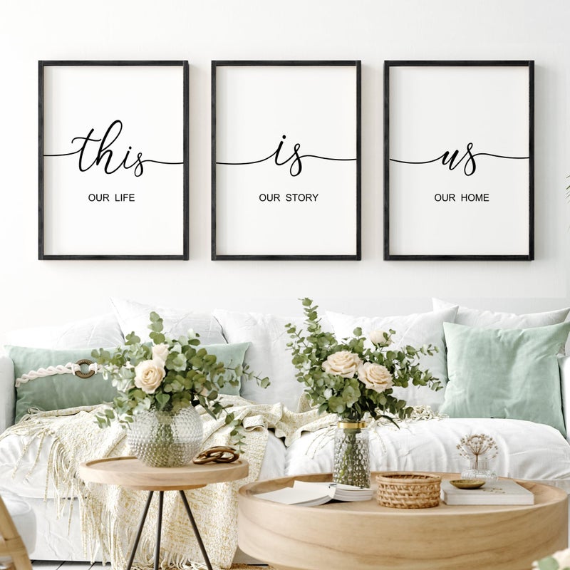 Heiple This is Us Wall Decor 11"x14" Framed Wooden Wall Sign for Home Decor Farmhouse Vintage Rustic Living Room Minimalist Family Wall Art (Black) - Image 1