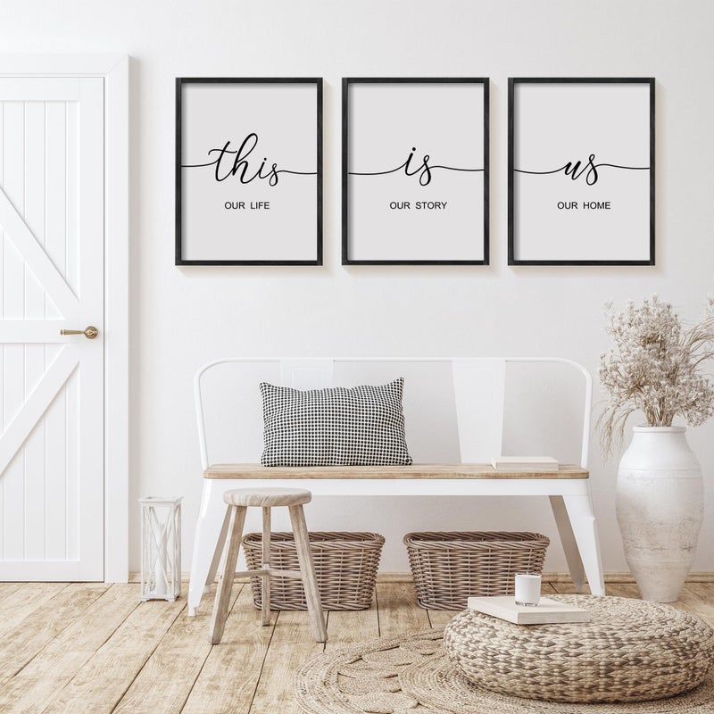Heiple This is Us Wall Decor 11"x14" Framed Wooden Wall Sign for Home Decor Farmhouse Vintage Rustic Living Room Minimalist Family Wall Art (Black) - Image 3