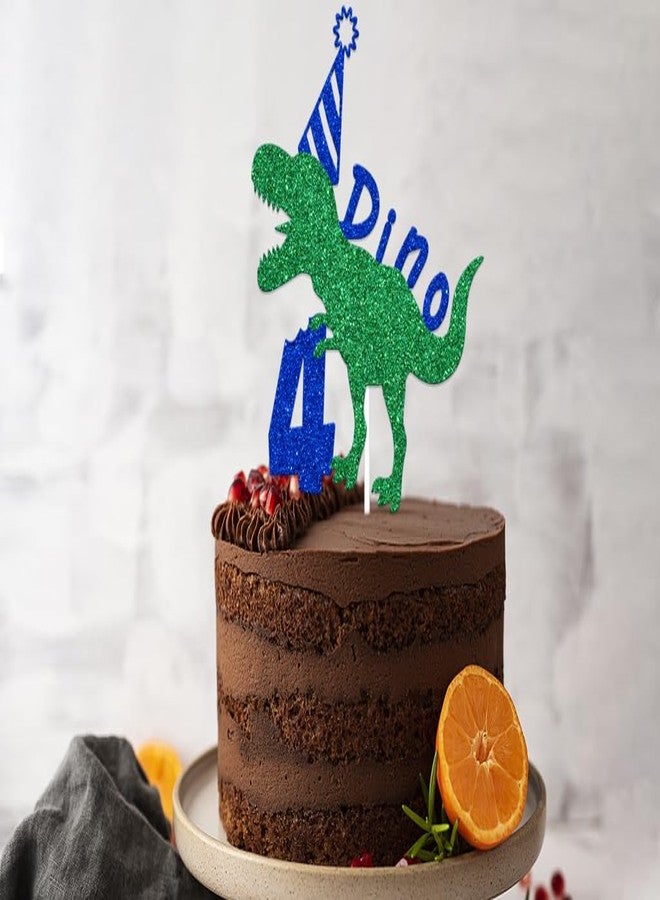WFKLDF Dino-Four Cake Topper, Dinosaur 4th Birthday Decorations, Dinosaur Cake Topper, Dinosaur Cake Decorations, Happy 4th Birthday Party Decorations Supplies - Image 3
