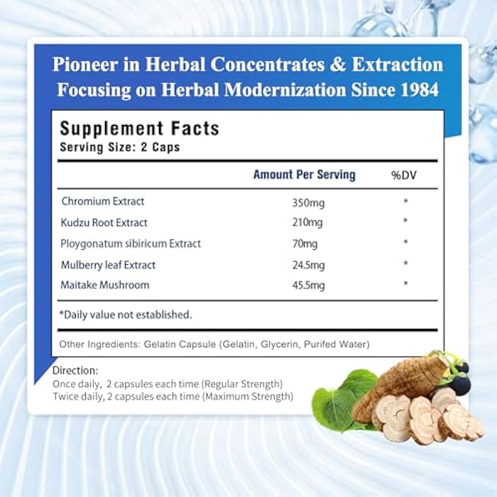 Sino-Sci Blood Sugar Formula Supplement, Cardiovascular Health, 5-in-1 Natural Herbal Blend, 72 Caps (1 Bottle) - Image 2