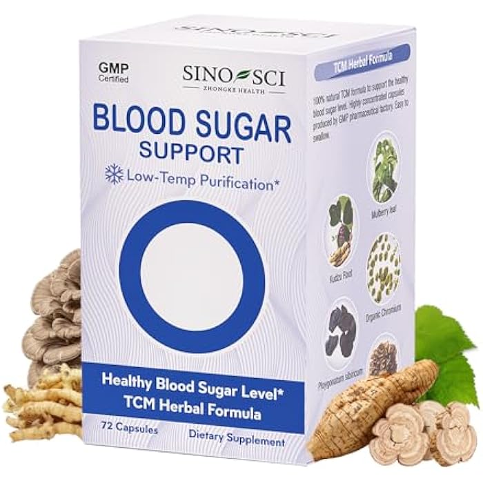 Sino-Sci Blood Sugar Formula Supplement, Cardiovascular Health, 5-in-1 Natural Herbal Blend, 72 Caps (1 Bottle) - Image 1