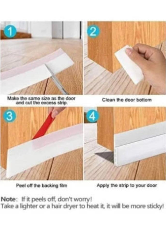 Generic - Adhesive Under Door Sweep Weather Stripping Soundproof Rubber Bottom Seal with Wider Strong for Interior Exterior Doors Guard Against Drafts Dust Noise Animals (1M White) - Image 1