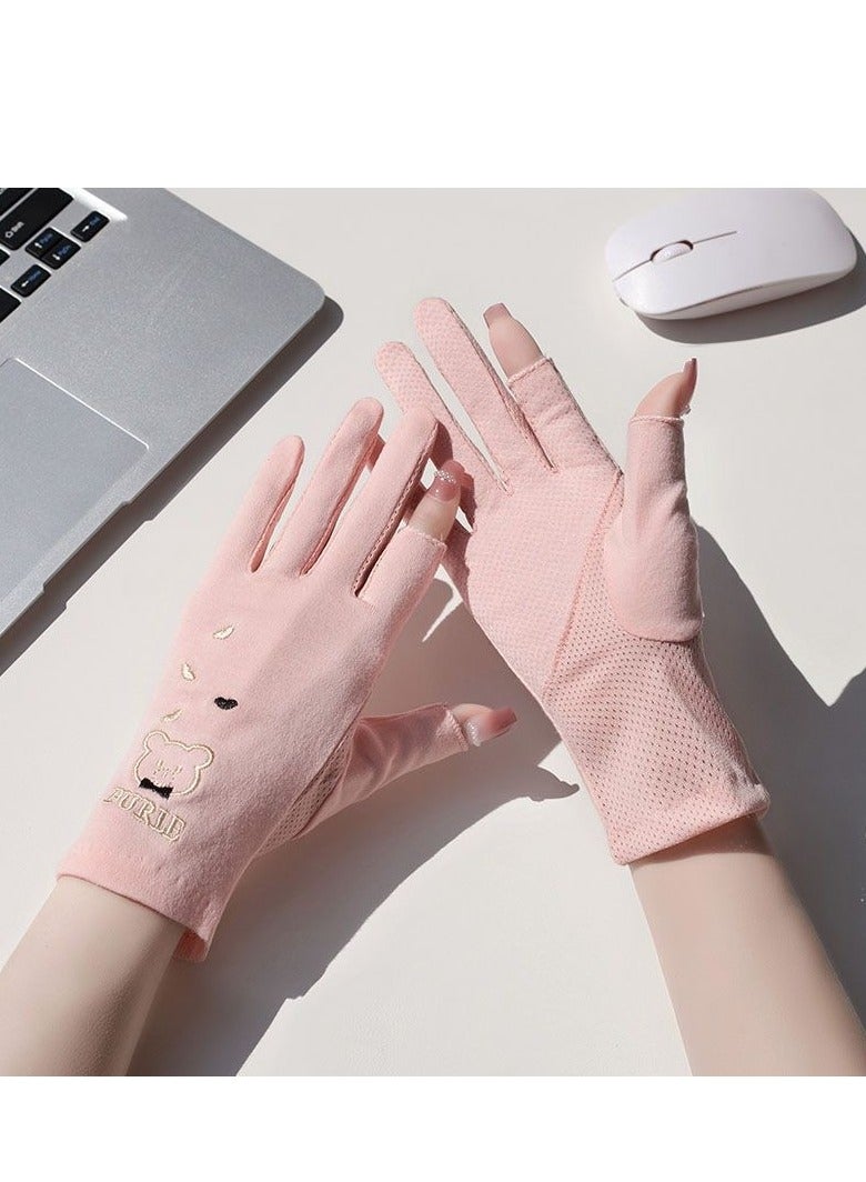 Sun protection women's gloves, UV protection, driving and riding, non-slip, breathable cotton gloves, 1 pair - Image 1