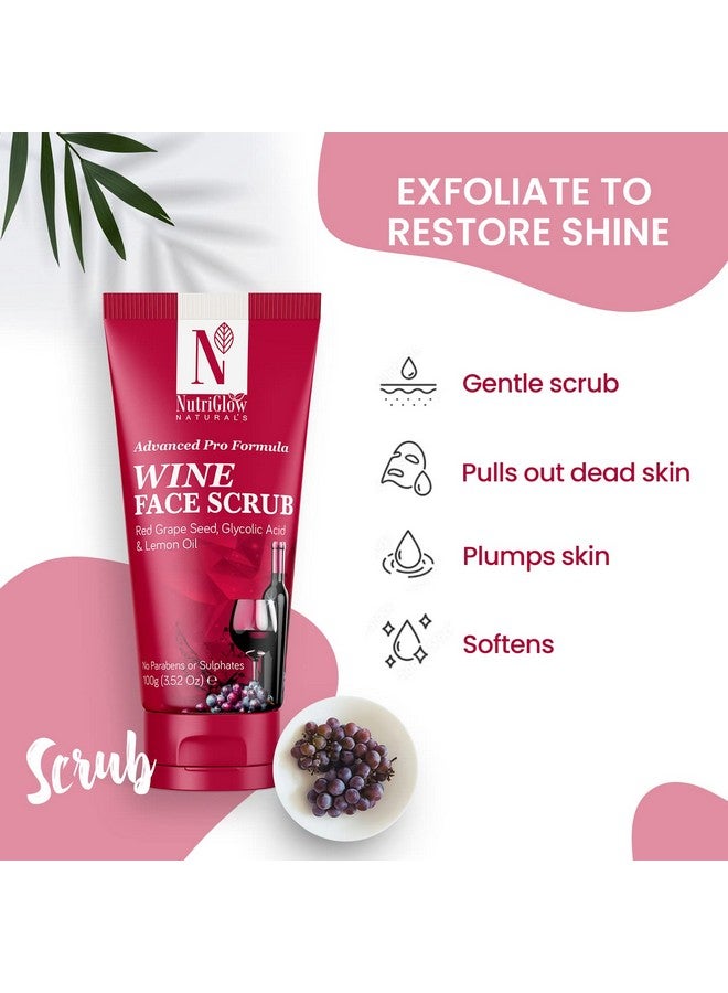 NUTRIGLOW Natural'S Advanced Pro Formula Wine Face Scrub For All Skin Type Skin Lightening Scrub (100 G) - Image 2