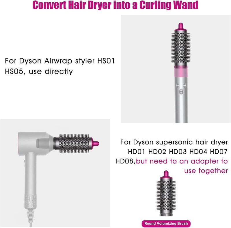 Chuancheng Hair Curling Iron Barrels & Round Brush Attachment for Dyson Supersonic Hair Dryer, 5 in 1 Hair Tools Replacement Parts Automatic Curling Suit, Accessories for Multiple Hair Styles - Image 3