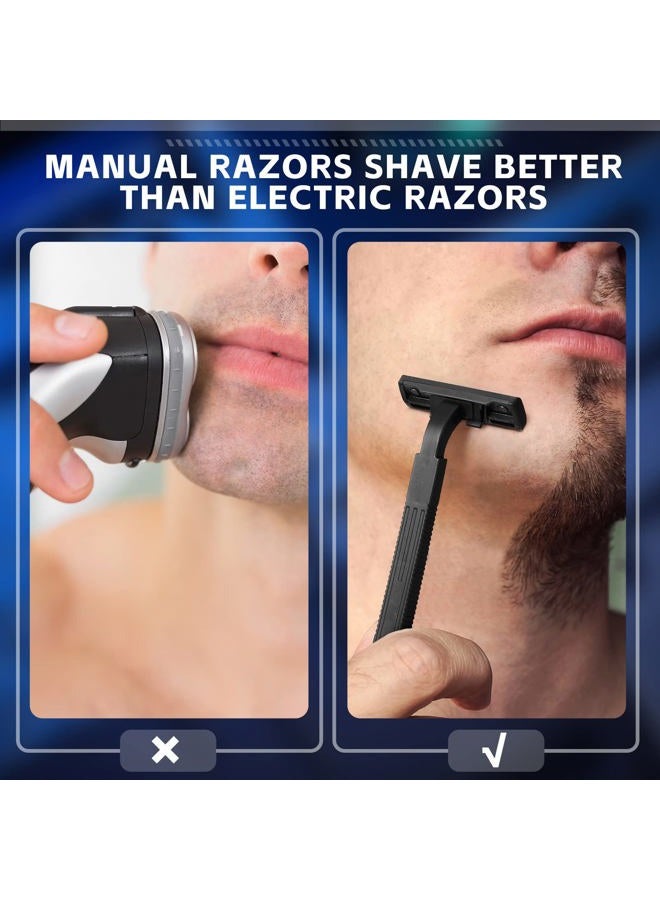 Jutom 100 Pcs Disposable Razors Bulk Twin Blade Shaving Razor for Men Women Stainless Steel Razors with Clear Safety Cap for Hotel Camping Traveling Home Apartment, Black - Image 3
