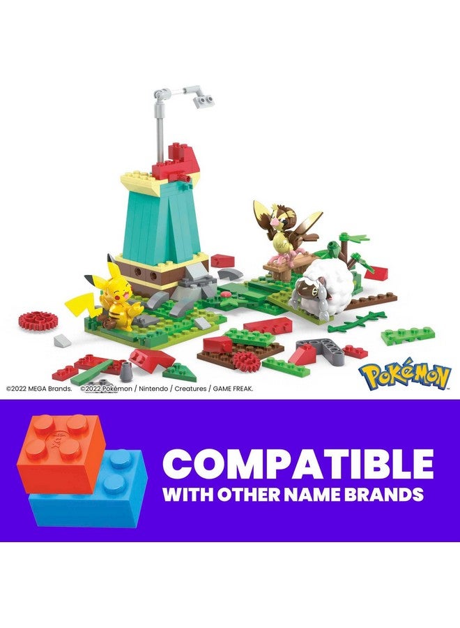 Mega Brands مجموعة ألعاب بناء بوكيمون ميغا، طاحونة هوائية ريفية مع 240 قطعة، حركة و 3 شخصيات قابلة للتشكيل، للأطفال - Image 3