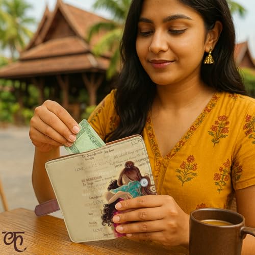 Kalankit Passport Wallet for Women | Vegan Leather Bi-Fold Long Wallet & Travel Purse | Valentine Gift for Her, Valentine Gifts for Women | Being Hug Again - Image 2