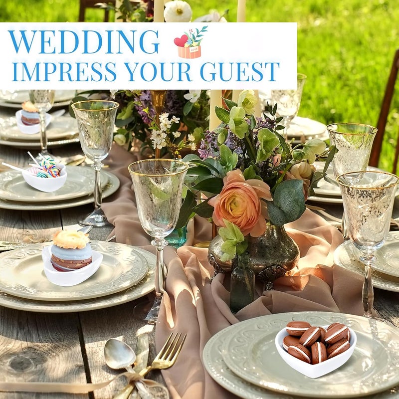 Zopeal 12 Pcs Heart Shaped Bowls Ceramic Dishes Heart Plates Multipurpose Salad Appetizer Plate Cooking Gift for Candy Sauce Sushi Dipping Serving Wedding Anniversary White - Image 5