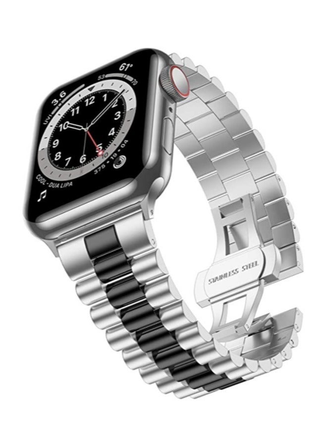 ELTRAZONE Compatible with Apple Watch Band Series 5 44mm 42mm, Stainless Steel iWatch Band with Butterfly Folding Clasp for iWatch Band Series 5/4/3/2/1 - Image 1