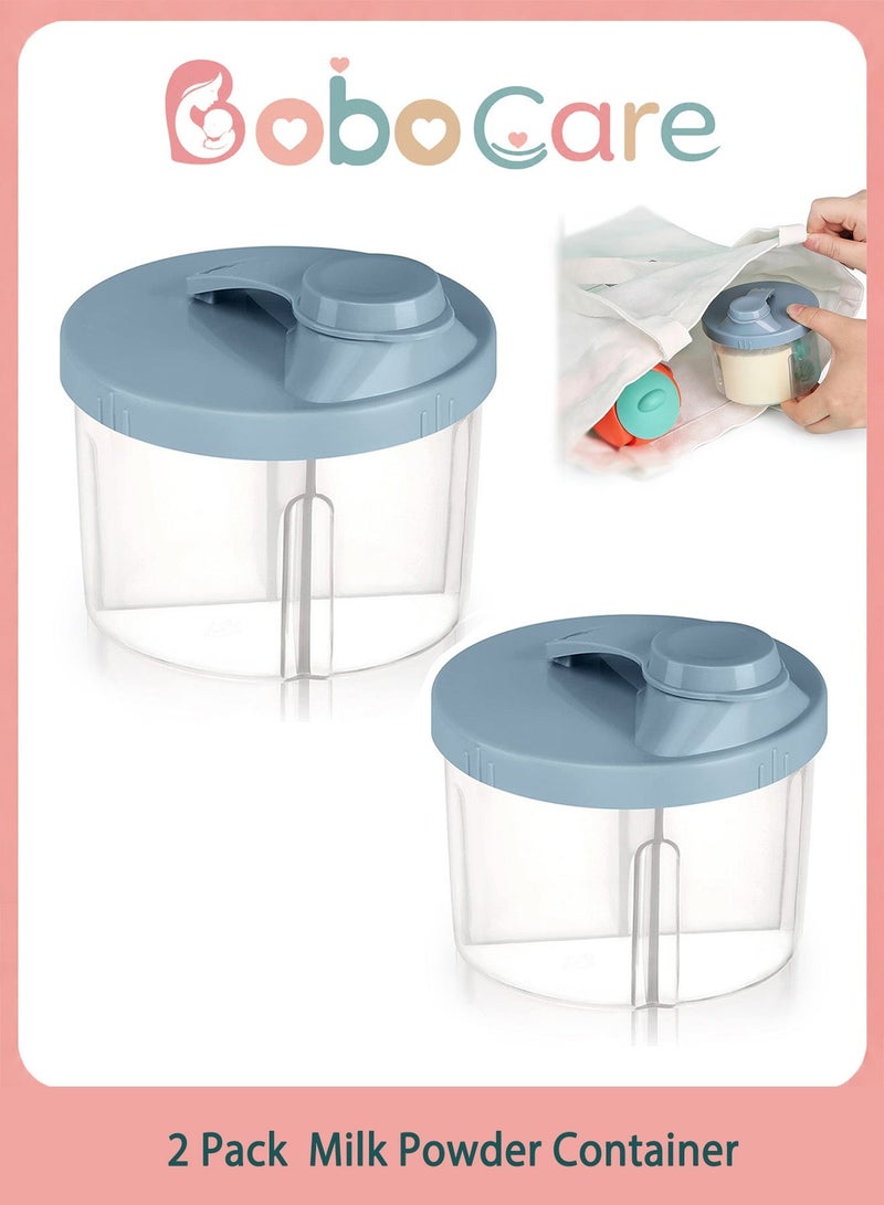 BoboCare baby milk powder container, 2-Pack Blue Formula Dispensers with Compartments, Non-Spill milk powder container, Safe baby food container for Travel - Image 1