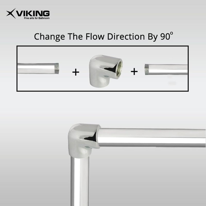 Viking Elbow Thread Size 1 15mm (1/2") & Thread Size 2 15mm (1/2") Brass Elbow - Polished CP Finish