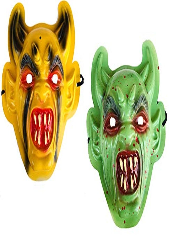 Evisha Multi Colour Scary Horror Devil Fancy Face Mask Holi Mask Halloween Party Mask Set Of 2 - Image 1