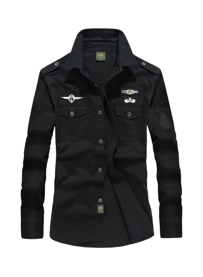 Long Sleeve Simple Shirt Black