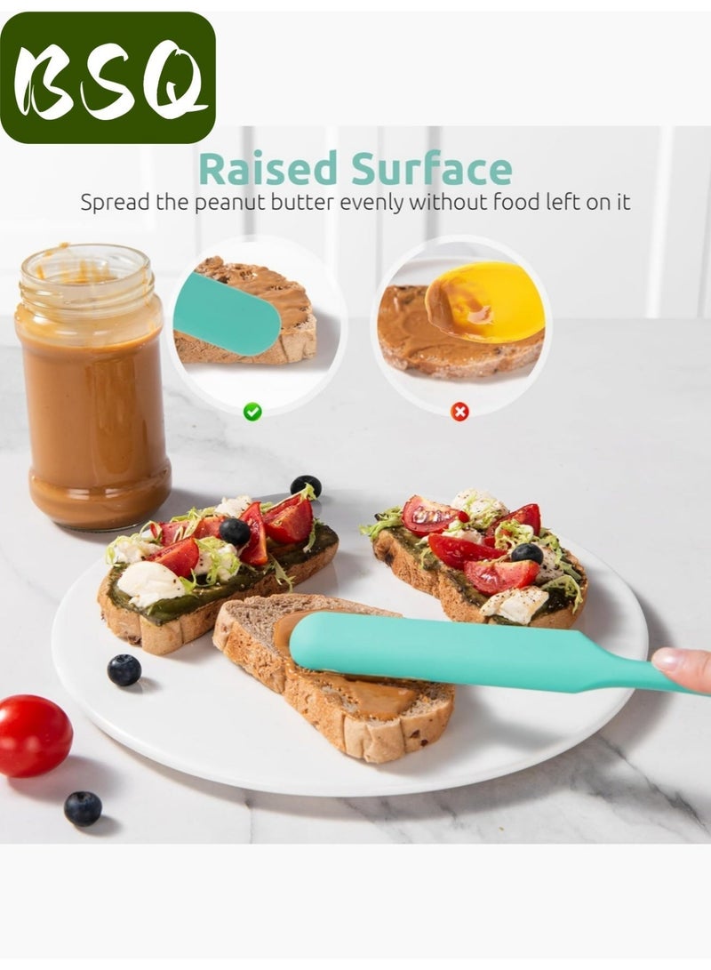 BSQ (4-piece set, light green) Silicone Spatulas | Cake Baking Tools | Mini Silicone Spatulas | Long-handled Heat-resistant Spatulas | Suitable for Kitchen, Baking, Cake Decorating, Resin Crafts - Image 1