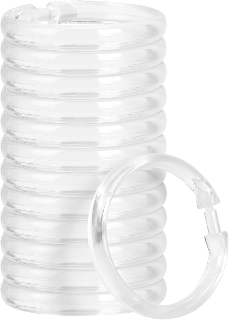 Qulable Shower Curtain Rings-12 Pack- Plastic Shower Curtain Hooks O-Shaped Rings Hook Glide Easily on Bathroom Shower Rod(Clear) - Image 1