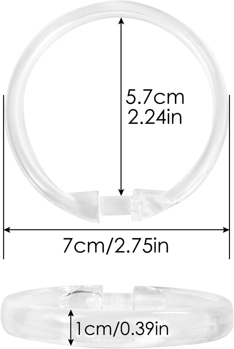 Qulable Shower Curtain Rings-12 Pack- Plastic Shower Curtain Hooks O-Shaped Rings Hook Glide Easily on Bathroom Shower Rod(Clear) - Image 4