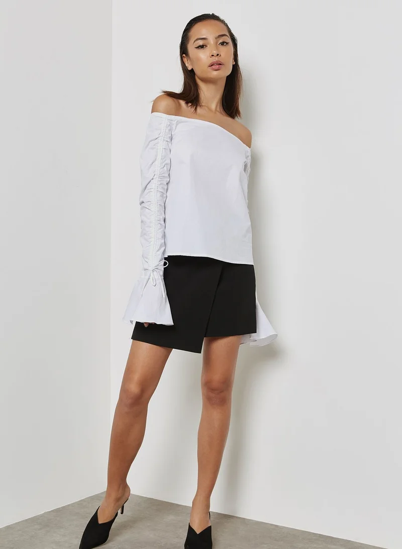 Fashion Union Flute Sleeve Bardot Top