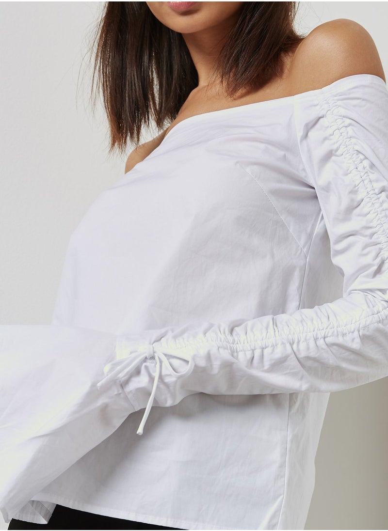 Fashion Union - Flute Sleeve Bardot Top - Image 1