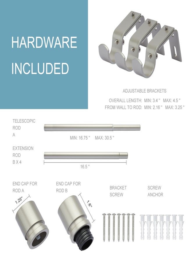 Byondeth Curtain Rods for Windows 16 to 88 Inches Adjustable Length 1 Inch Diameter Window Curtain Rod with Aluminium End Cap, Brushed Nickel - Image 4