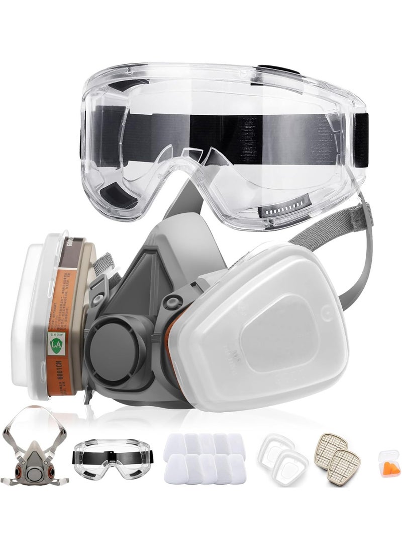 3M Professional 6200 Reusable Respirator Mask with 1 Safety Goggles 10 Filters 2 Filter Cartridges - Image 1
