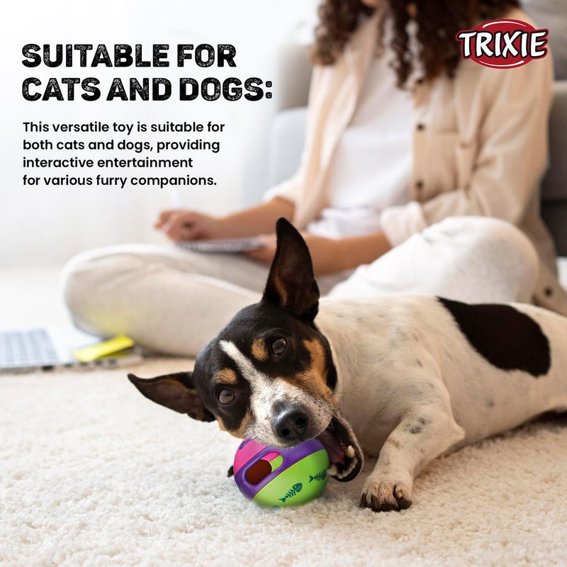 TRIXIE| Snack Ball Toy for Cats | A Colourful Treat-Dispensing Interactive Toy | Adjustable Opening to Regulate The Treat Output - 6 Cm with 2in1 Food/Water Feeder(1L) - Image 4