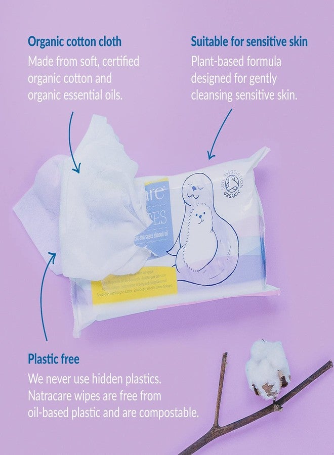 Natracare Organic Cotton Baby Wipes With Essential Oils of Chamomile, Apricot and Sweet Almond Oil (16 Packs, 800 Wipes Total) - Image 2