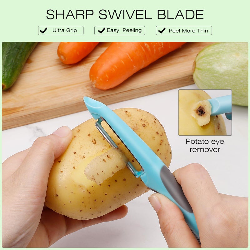 Senbowe Upgrade Potato Peeler for Kitchen, 6PCS Stainless Steel Vegetable Peeler, I and Y Veggie Food Peeler for Apple Fruit Carrot Zucchini Cucumber,Good Grip Makes Peeling Very Easy - Image 4