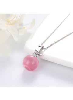 Generic Elegant Moonstone Apple Pendant Silver Plated Pink/Without chain (white copper plated platinum) 
