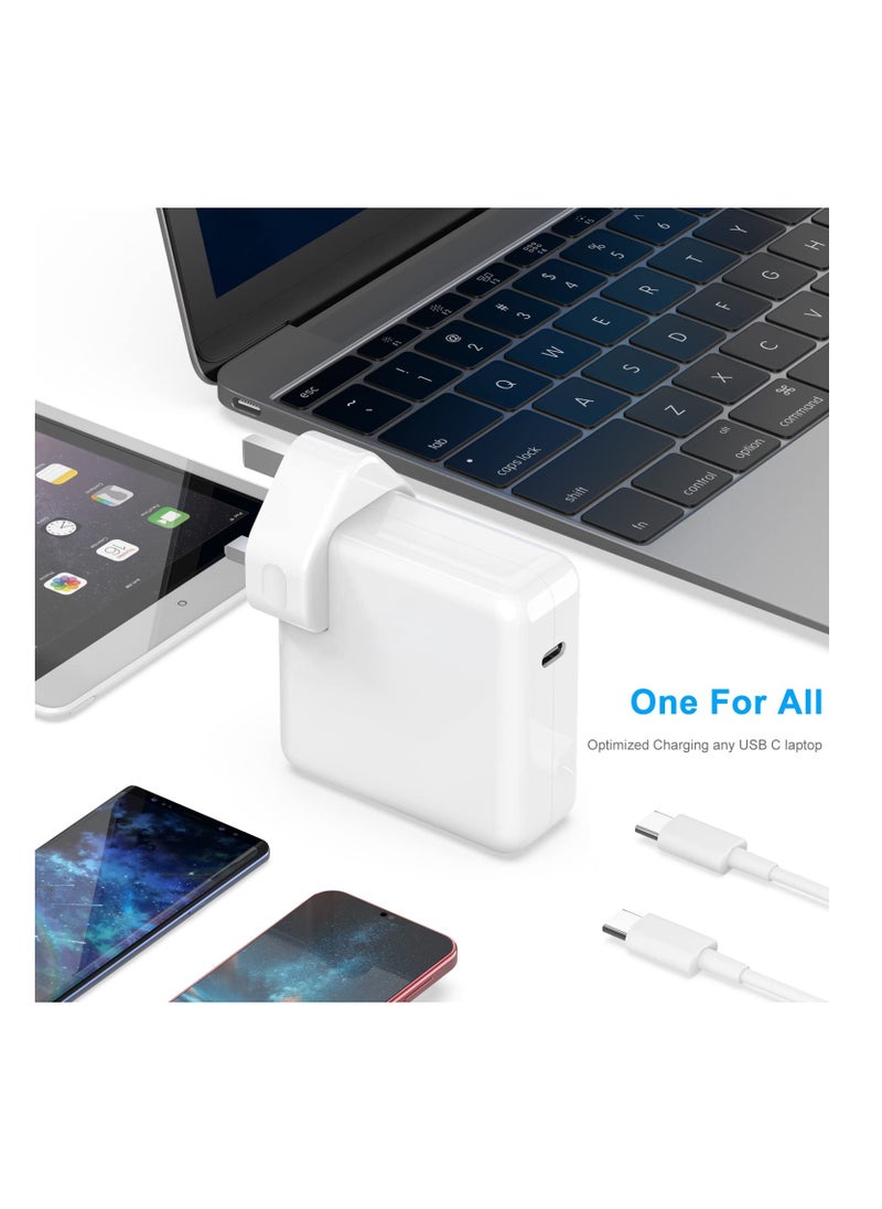 Anmi - محول طاقة USB C 61 واط لجهاز Mac Book Pro13 بوصة 2021، 2020، 2019، 2018، Mac Book Air 16، 15، 14، 13 بوصة 12 بوصة متضمن مع كابل 2M نوع C - Image 1