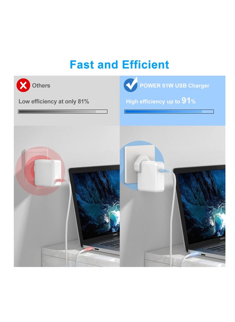Anmi - محول طاقة USB C 61 واط لجهاز Mac Book Pro13 بوصة 2021، 2020، 2019، 2018، Mac Book Air 16، 15، 14، 13 بوصة 12 بوصة متضمن مع كابل 2M نوع C - Image 1