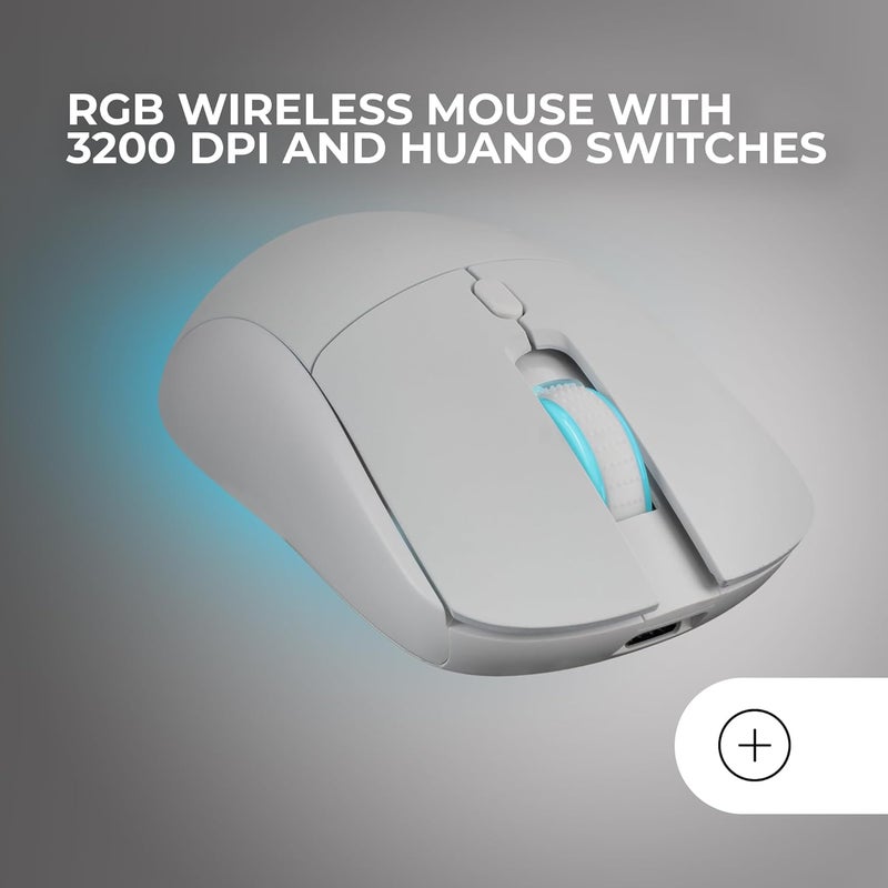 مارس_جيمنج مارس جيمنج MCPWTKL، مجموعة ألعاب لاسلكية، تقنية DualPro Link 2.4GPRO، لوحة مفاتيح TKL FRGB قوس قزح + ماوس RGB 3200DPI ومفاتيح HUANO + حصيرة مانعة للانزلاق 360x260 مم، أبيض، برتغالي - Image 4