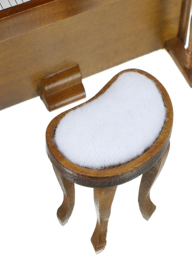 Vaguelly 1Set Miniature Dollhouse Piano and Stool Model for Dollhouse Creative Mini Furniture for DIY Micro Landscapes Walnut Color Lifelike Design - Image 4