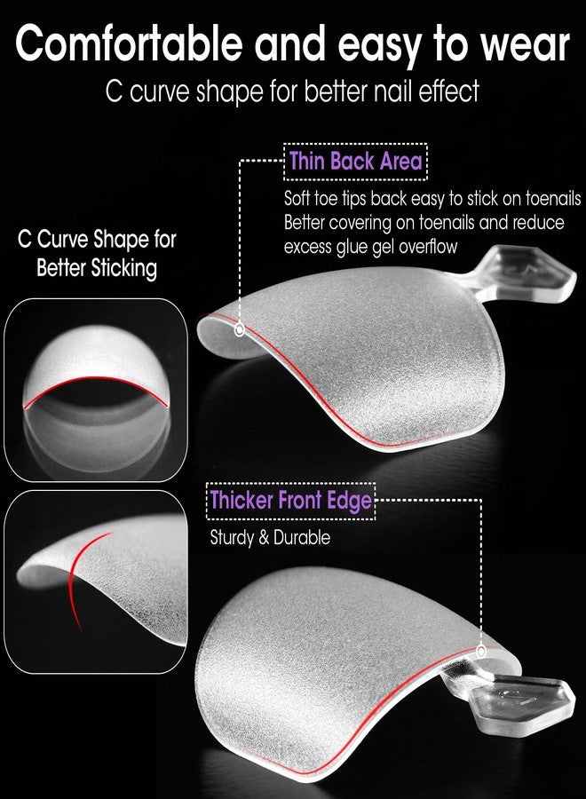 Gellen Gel Toe Nail Tips 300Pcs, 12 Sizes Short Square Fake Toe Nails with Handle - Full Matte Coverage for Easy Press-On Application, Press on Toenails Perfect for DIY Summer Pedicure - Image 4