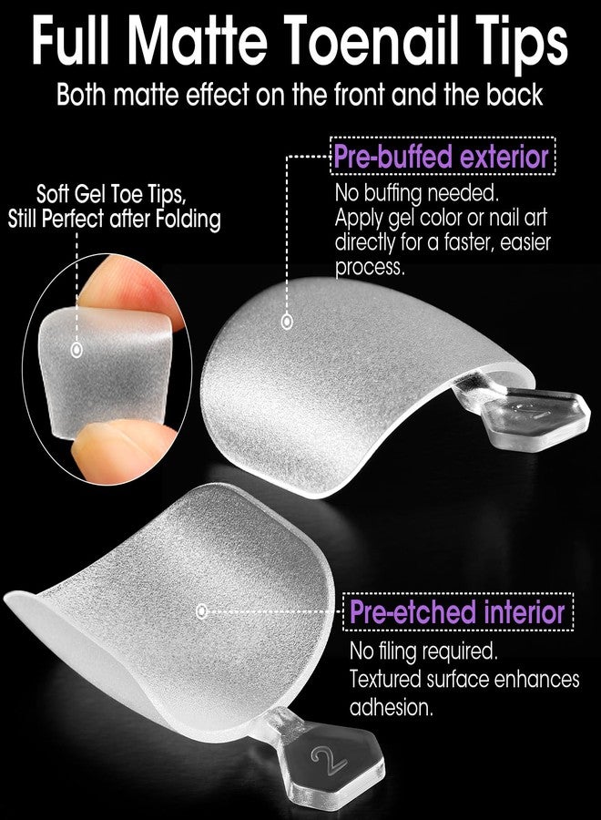 Gellen Gel Toe Nail Tips 300Pcs, 12 Sizes Short Square Fake Toe Nails with Handle - Full Matte Coverage for Easy Press-On Application, Press on Toenails Perfect for DIY Summer Pedicure - Image 5