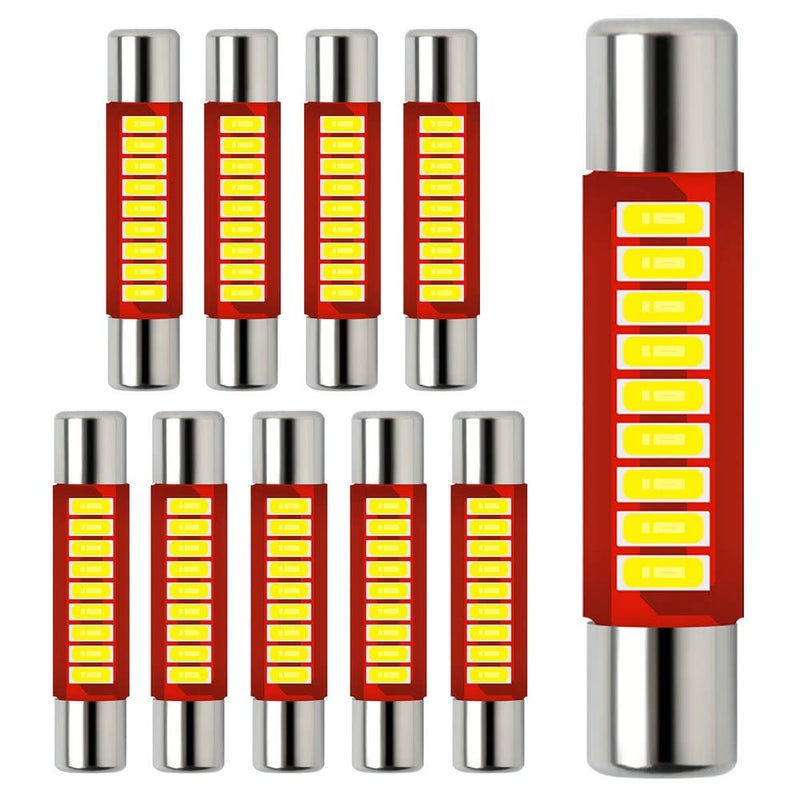 DODOFUN Vanity Mirror Sun Visor LED Light Fuse Type 6000K White 28mm Festoon Bulb for 12V Stock Number 6615F 6612F T2 SF66 Pack of 10