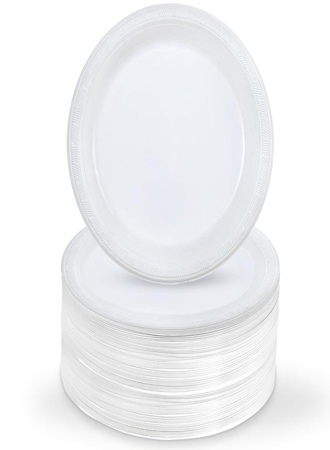 Party Dimensions White Plastic Dinner Plates, 9 inch Round Disposable Party Plates, Microwaveable | 100 Count