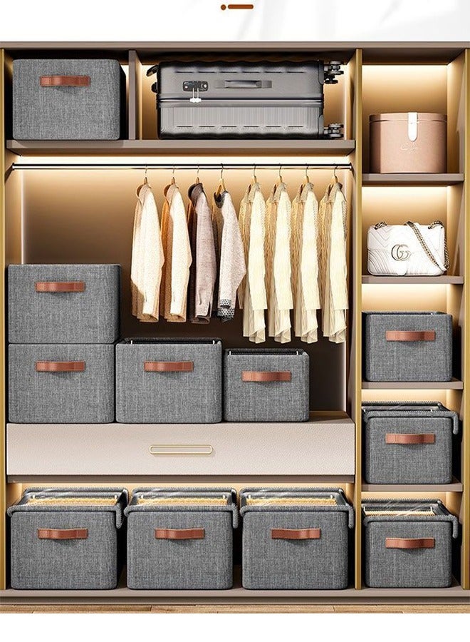 JOYBOS 6 قطع من صناديق التخزين القابلة للطي مع غطاء وإطار معدني لغرفة النوم، صناديق مكعبات كبيرة الحجم من الورق المقوى الصلب، صناديق تخزين وتنظيم الملابس، حاويات تخزين مع قماش فائق الصلابة وقوس معدني لدعم قوي لغرفة النوم والخزانة والبطانيات 60 لترًا - Image 5