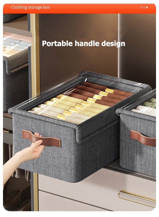 JOYBOS 6 قطع من صناديق التخزين القابلة للطي مع غطاء وإطار معدني لغرفة النوم، صناديق مكعبات كبيرة الحجم من الورق المقوى الصلب، صناديق تخزين وتنظيم الملابس، حاويات تخزين مع قماش فائق الصلابة وقوس معدني لدعم قوي لغرفة النوم والخزانة والبطانيات 60 لترًا - Image 3