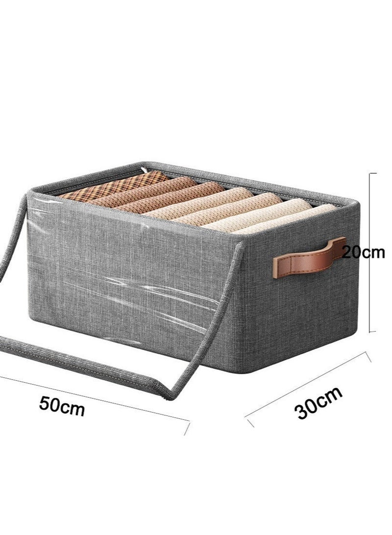 Joybos 6 Pcs Foldable Storage Boxes with Metal Frame – Heavy Duty Stackable Closet Organizer Bins for Wardrobe Clothes Storage – Reinforced Fabric Cube Storage Containers for Bedroom Closet Organization - Image 5
