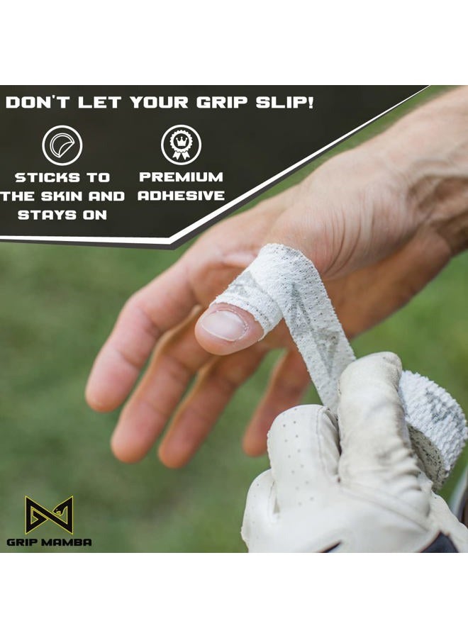 GRIP MAMBA Elastic Athletic Finger Tape, 1”Wide w/Premium Adhesive, Protects Hand Thumb Fingers Enhances Grip, Sleeve Blister Wrap for Sports, Golf, Tennis, Basketball, Pickleball (White, 3 Rolls) - Image 3