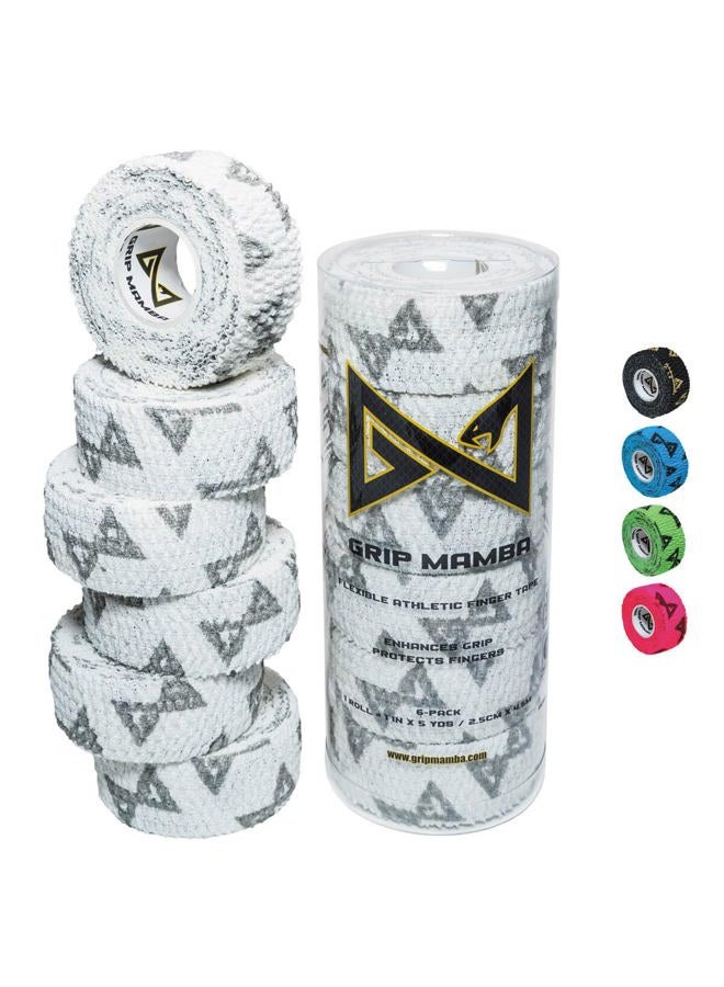 GRIP MAMBA Elastic Athletic Finger Tape, 1”Wide w/Premium Adhesive, Protects Hand Thumb Fingers Enhances Grip, Sleeve Blister Wrap for Sports, Golf, Tennis, Basketball, Pickleball (White, 3 Rolls) - Image 1