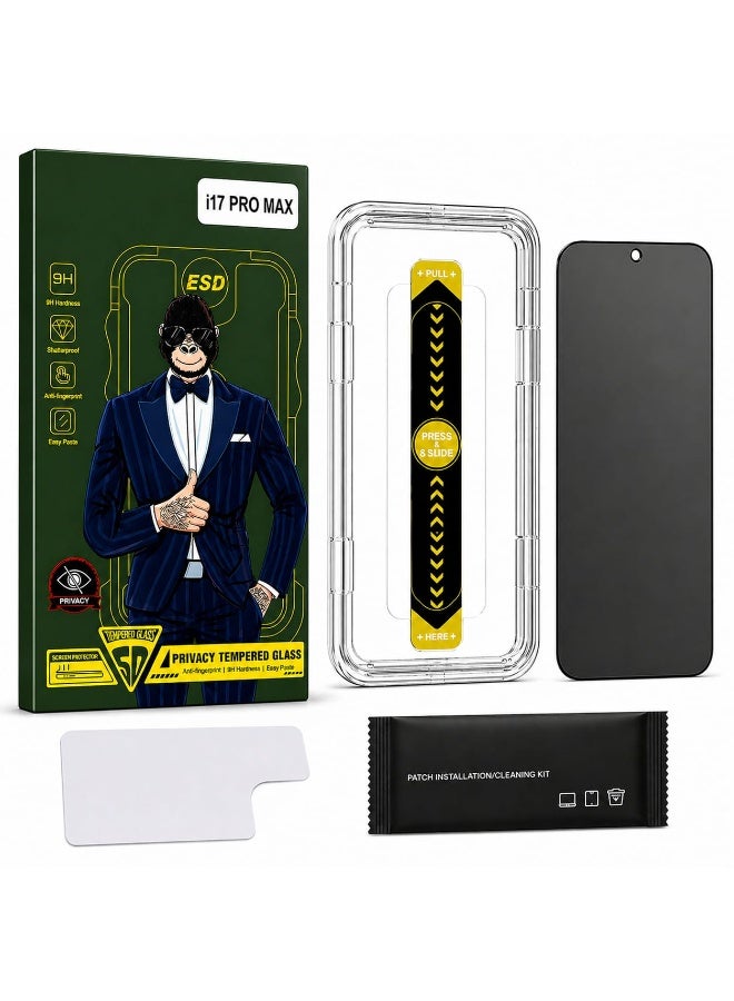 GENZEE iPhone 17 Pro Max Privacy Screen Protector with Easy Install Frame, 9H Tempered Glass Anti-Spy, Anti-Scratch, Bubble-Free, HD Clarity, Case Friendly, Fingerprint Resistant – Full Coverage Protection - Image 1