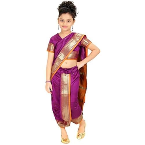 mylilprincess My Lil Princess Girls, Silk Blend _Kids Saree_Purple_20_2-3 Years - Image 1