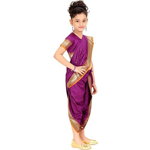 mylilprincess My Lil Princess Girls, Silk Blend _Kids Saree_Purple_20_2-3 Years - Image 4