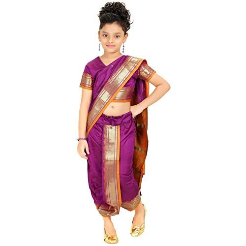 mylilprincess My Lil Princess Girls, Silk Blend _Kids Saree_Purple_20_2-3 Years - Image 2