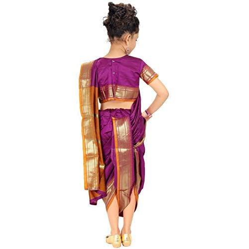 mylilprincess My Lil Princess Girls, Silk Blend _Kids Saree_Purple_20_2-3 Years - Image 5