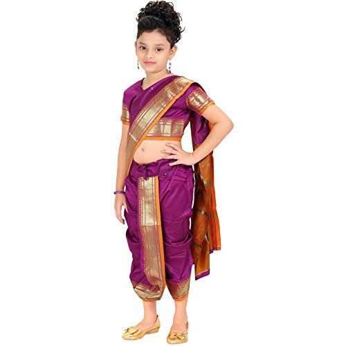 mylilprincess My Lil Princess Girls, Silk Blend _Kids Saree_Purple_20_2-3 Years - Image 3
