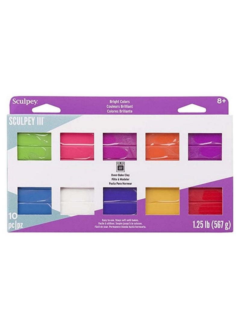 Sculpey Bright Colors of Polymer Oven Bake Clay Pack of 10pc 567g - Image 1